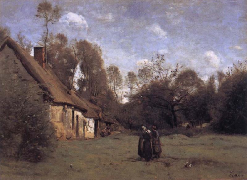 Jean Baptiste Camille  Corot Farmhouse in Normandy oil painting picture